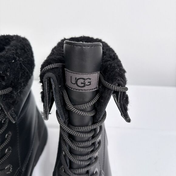 UGG Boots Kids Size 6 Black Leather Butte II CWR Waterproof Snow Water Winter - Picture 6 of 9